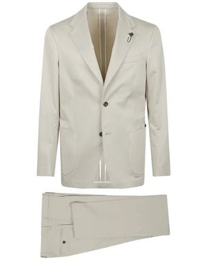 Lardini Flower-Pin Single-Breasted Suit - White