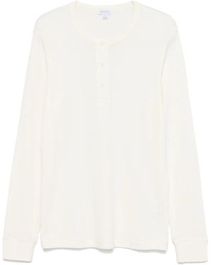 Sunspel Waffle Henley T-Shirt - White