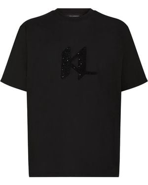 Karl Lagerfeld T-Shirt Mit Pailletten - Schwarz