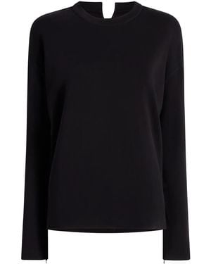 Another Tomorrow Luxe Seamed Cotton T-Shirt - Black