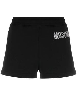 Moschino Logo-Embellished Organic Cotton Shorts - Black