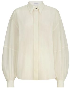 Brunello Cucinelli Monili Blouse Met Krijtstreep - Wit