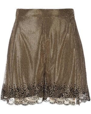 Elie Saab Studded Lace Short Shorts - Brown