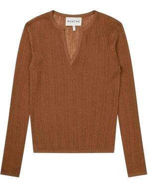 Munthe Nyra Ribbed-Knit Sweater - Brown