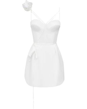 POST MERIDIEM Rose-Detail Corset Mini Dress - White