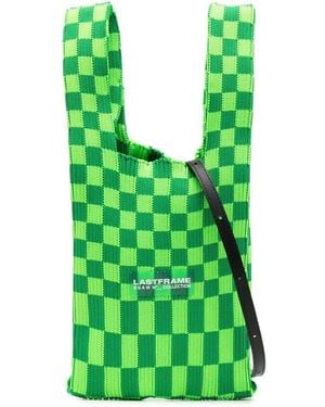 LASTFRAME Ichimatsu Check-Pattern Tote Bag - Green