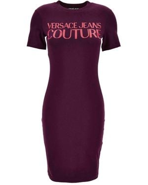 Versace Jeans Couture Logo-Print T-Shirt Dress - Purple