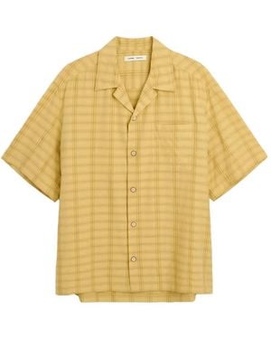 Cmmn Swdn Ture Check-Pattern Button-Down Silk Shirt - Yellow