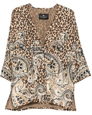Etro Leopard-Print Paisley-Print Jacket - Natural