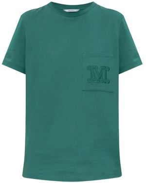 Max Mara Embroidered-Logo T-Shirt - Green