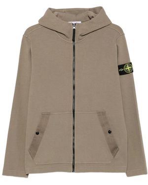 Stone Island Kapuzenjacke Mit Logo-Patch - Braun