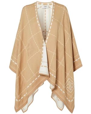 Fendi Gemusterter Poncho - Natur