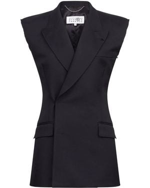 MM6 by Maison Margiela Raw-Cut Edge Waistcoat - Black
