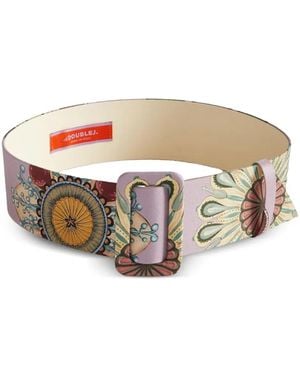 La DoubleJ Floral-Print Buckle Belt - Pink