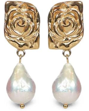 Magda Butrym Rose-Detail Earrings - Metallic