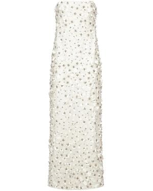 Jonathan Simkhai Serafina Floral-Appliqué Strapless Dress - White