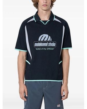 METALWOOD STUDIO Piping Logo-Motif Polo Shirt - Blue