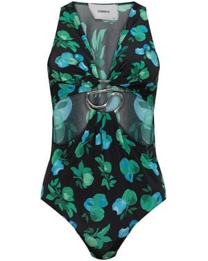 Coperni Floral-Print Bodysuit - Green