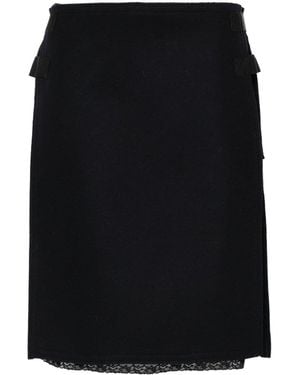 N°21 Lace-Trim Wool-Silk Midi Skirt - Black