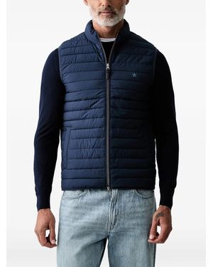Hackett Quilted Logo-Embroidered Gilet - Blue
