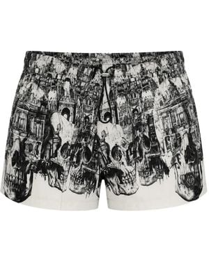 Philipp Plein Badeshorts Mit Totenkopf - Schwarz