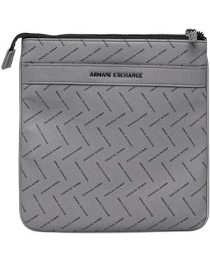 ARMANI EXCHANGE Logo-Print Messenger Bag - Grey