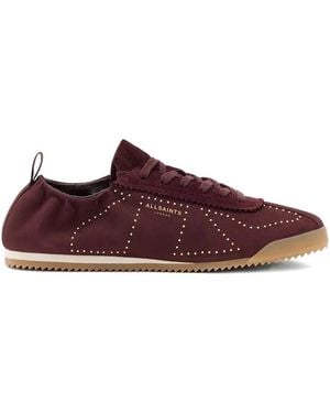 AllSaints Kenny Studded Lace-Up Trainers - Brown