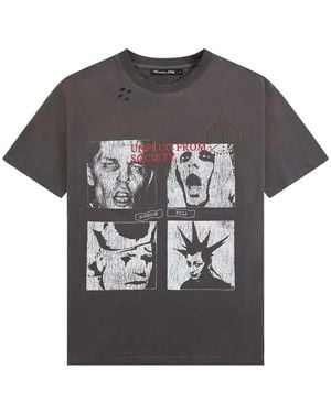 Boredom Kills Scream Studded T-Shirt - Grey