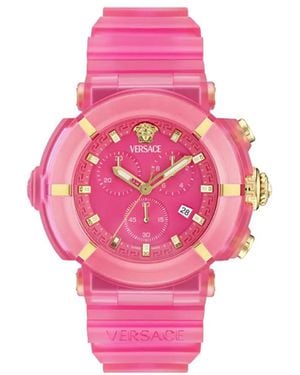 Versace V-Real Active Chrono 45Mm Watch - Pink