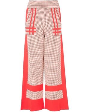 Temperley London Houndstooth Knit Cropped Trousers - Red