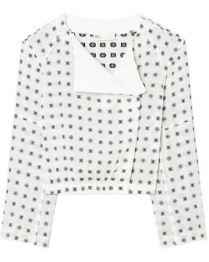 Tory Burch Polka-Dot Wrap Top - White