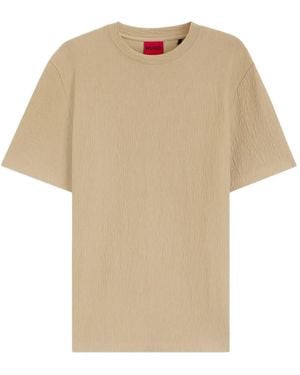 HUGO Crinkled-Effect T-Shirt - Natural