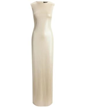 Ralph Lauren Metallic-Jersey Boat-Neck Maxi Dress - White