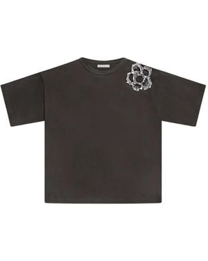 Area Crystal-Cluster Flower T-Shirt - Black
