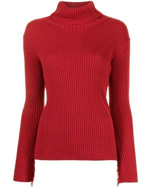 Y's Yohji Yamamoto Fringed Ribbed Jumper - Red