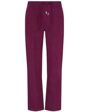 Vilebrequin Drawstring Comfort Linen Trousers - Purple