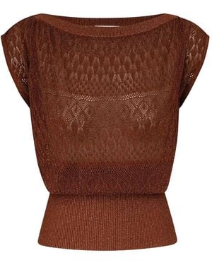 Zimmermann Awaken Metallic Lace Top - Brown