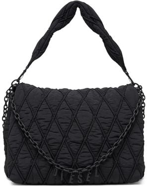 DIESEL Große Charm-D Schultertasche - Schwarz