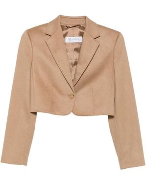 Max Mara Veste Crop À Simple Boutonnage - Natural