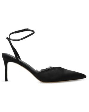 Black Suede Studio Lace-Detail Court Shoes - Black