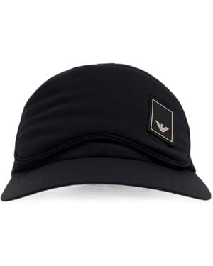 Emporio Armani Logo-Patch Eye-Mask Baseball Cap - Black