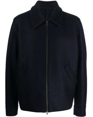 Harris Wharf London Golf Zip-Up Wool Jacket - Blue