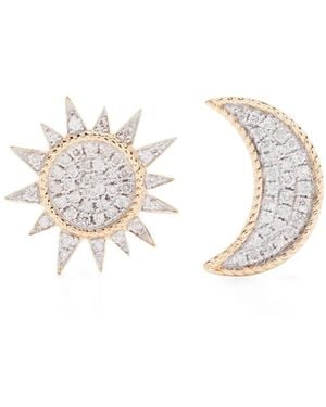 Yvonne Léon 18Kt Soleil & Lune Diamond Stud Earrings - White