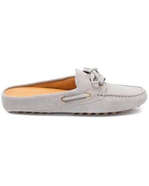 Tod's Mules Glove Gommino En Daim - White