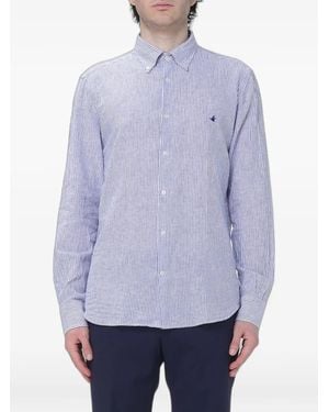 Brooksfield Striped Linen Shirt - Purple
