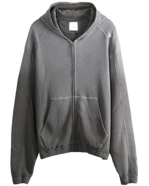 ROA Bee Sun Waffle-Knit Zip-Up Hoodie - Grey
