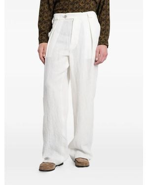 Emporio Armani Pleated Wide-Leg Trousers - White