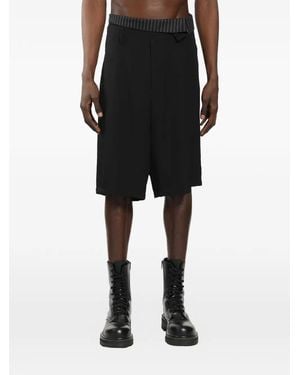 Yohji Yamamoto Thai Wool Gabardine Shorts - Black