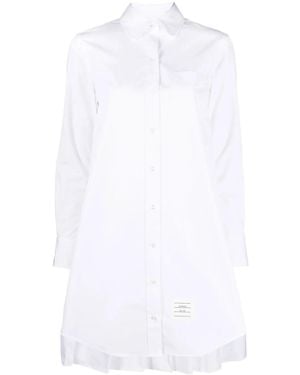 Thom Browne Pleat-Detail Cotton Shirtdress - White