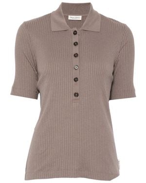 Marc O' Polo Ribbed-Knit Polo Shirt - Grey